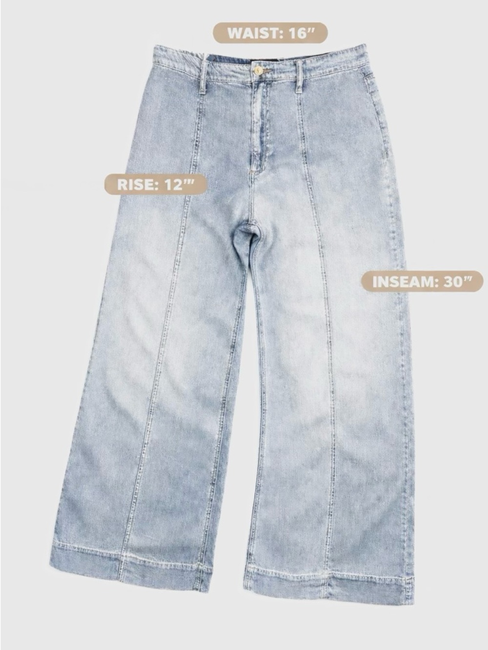 DO Dee Ocleppo Tabitha High Rise Wide Leg Jeans Light Wash 6 - Picture 4 of 12